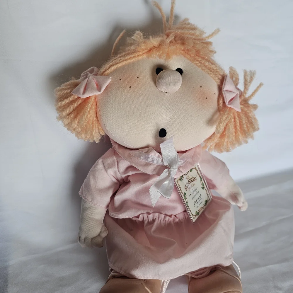 Vintage Plush Bumpkins ,Adorable Pink Doll with Dress